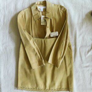 Vintage Real Clothes Women 12P (Fits like P4-6) Leather Shacket and Skirt Set